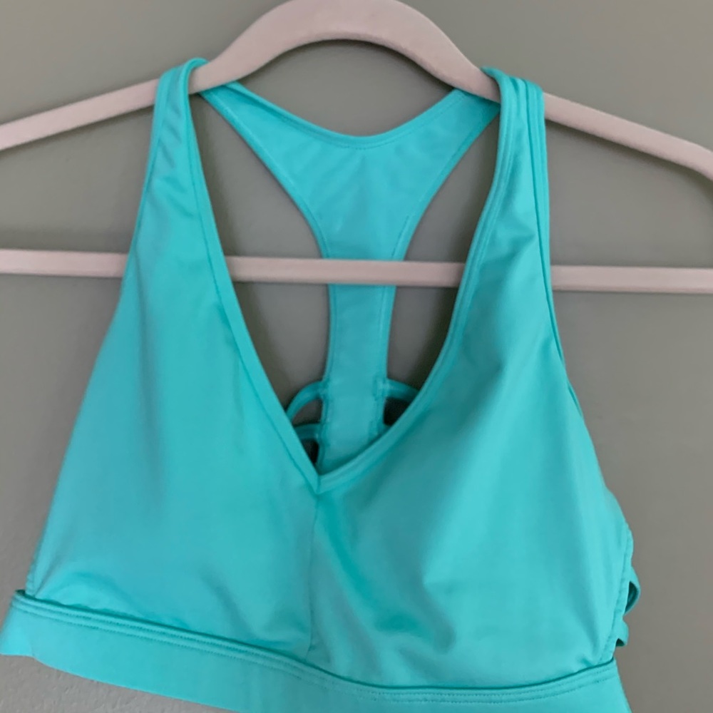 Turquoise Sports Bra with Cut-Outs